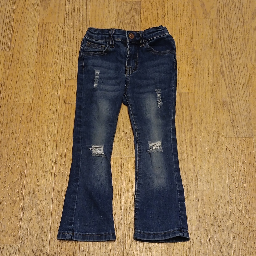 DENIM DIVA FLARE DESTROYED BLUE JEANS SIZE 4T